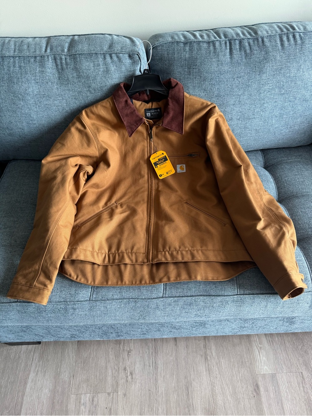 Carhartt Men’s Brown Duck Detroit Jacket with Dark Brown Corduroy Collar
